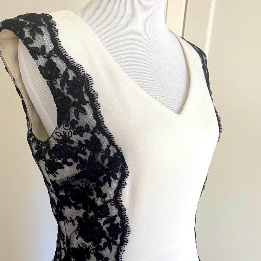 White Dress with Black Lace Detail